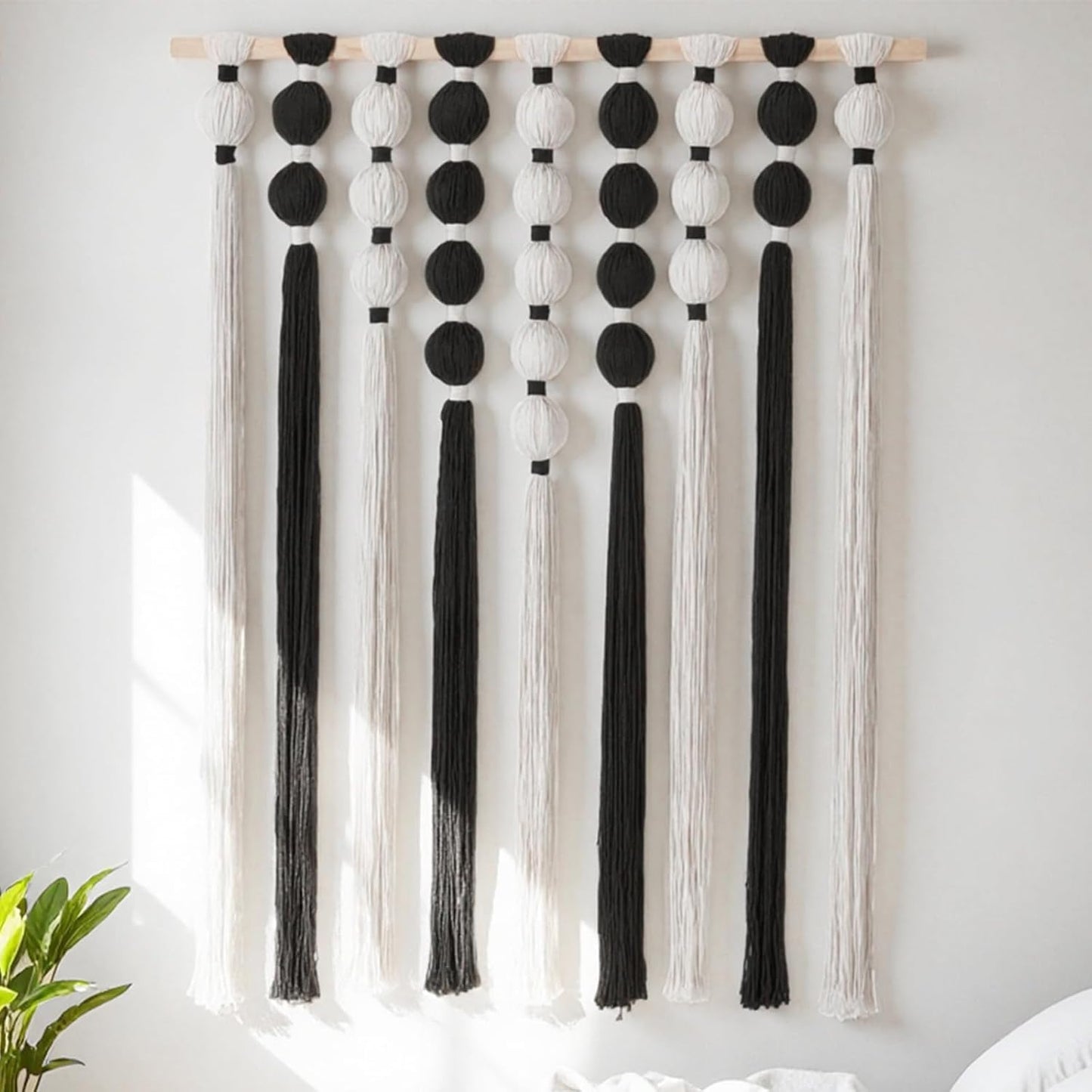 HYVAKUPPA Macrame Wall Hanging Large Boho Woven Tapestry Wall Decor Yarn Art Bohemian Handwoven Sphericity Cotton Textile Tapestry for Living Room Bedroom