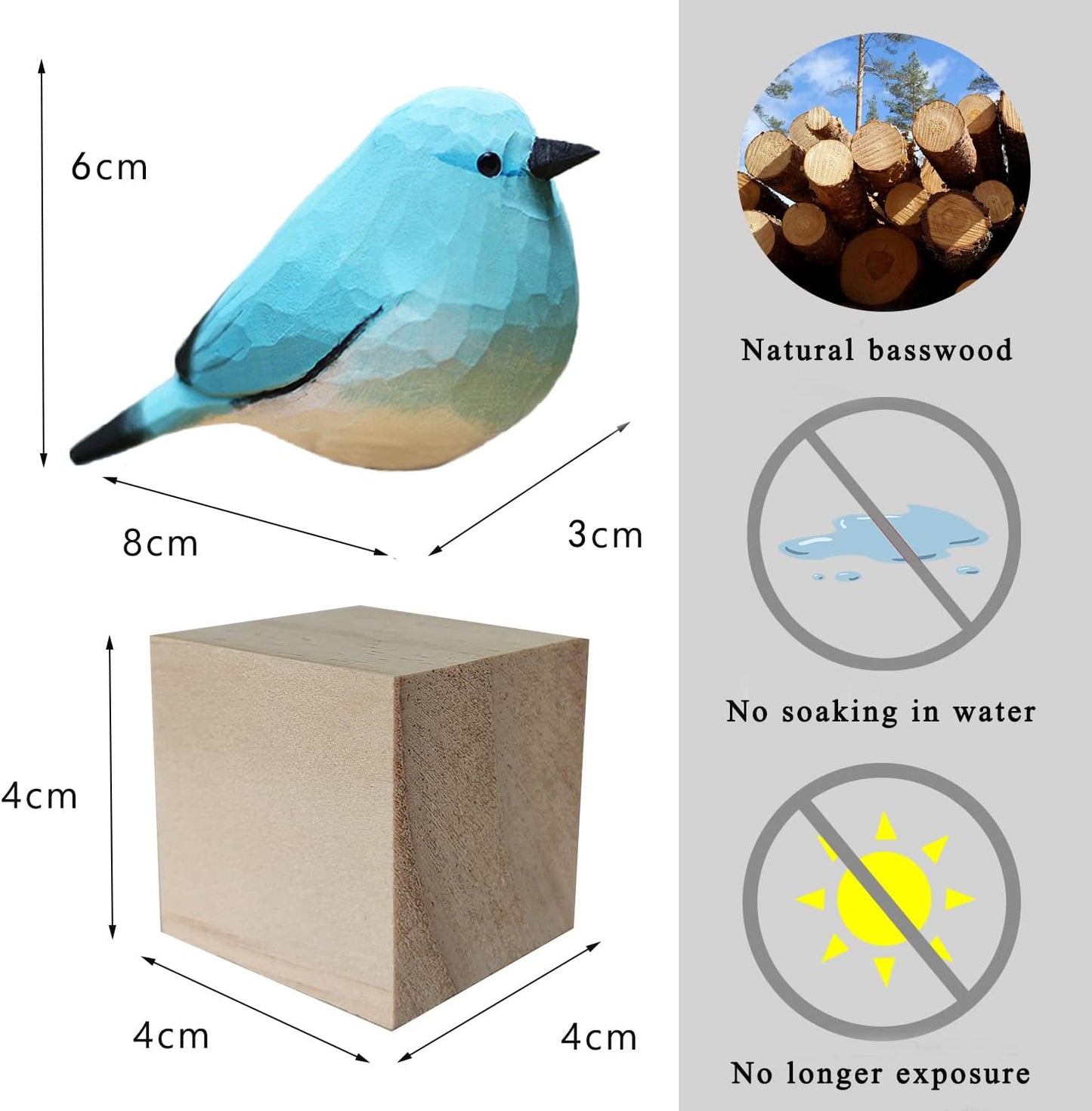 Handmade Wooden Carved Bird Decor Sculpted Hand-Painted Bird Figurines Small Home Decor Bird Statue Shelf Decor BFF Gifts for Bird Lovers (Suit 2)