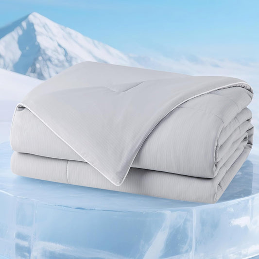 Degrees of Comfort Cooling Comforter King Size, Cooling Blanket for Hot Sleepers, Moisture-Wicking & Breathable, Upgraded Dual-Sided with Coolmax, Q-MAX＞0.4, 108 x 90 Inch, Grey