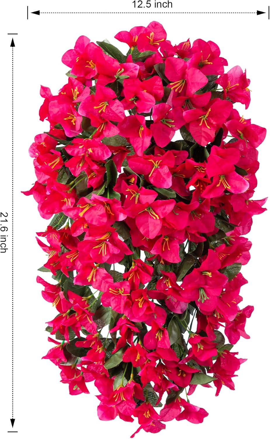 HyeFlora Bougainvillea Artificial Hanging Flowers Plants for Outdoors Decoration, 2pcs Fake Flowers Silk Bougainvillea Vines Realistic UV Resistant Faux Flowers for Planters Porch Patio Urn, Hot Pink