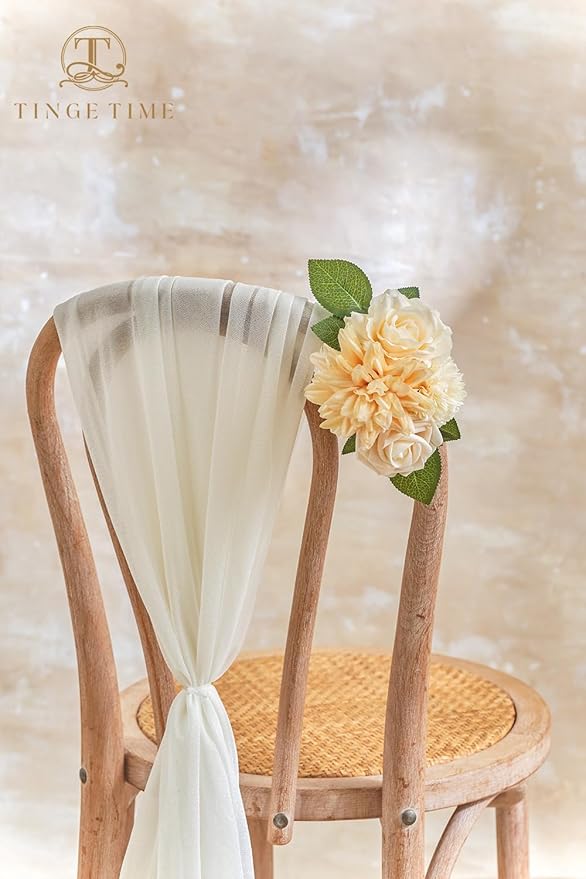 TINGE TIME Champagne Artificial Flowers, Fake Flower Leaf with Stems for DIY Champagne Wedding Bouquets Table Centerpieces Baby Shower Home Party Floral Arrangements Decorations