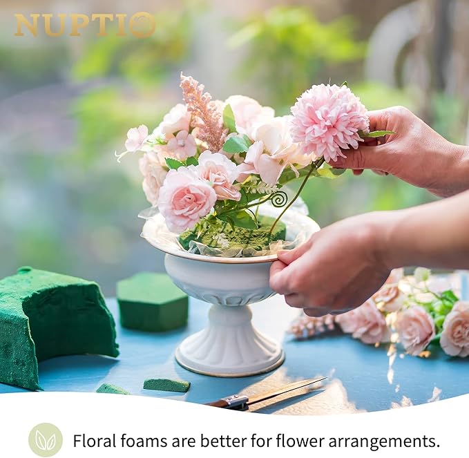 Nuptio Pcs of 10 Mini Sized Metal Urn Planter Elegant Wedding Centerpieces Vase for Wedding Party Decoration, 12.6cm/4.96" Tall Trumpet Vase Flower Holder for Anniversary Ceremony, White