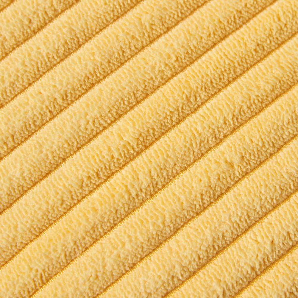 Fancy Homi Pack of 2 Yellow Accent Decorative Throw Pillow Covers with Pom-poms, Soft Corduroy Solid Square Cushion Pillow Case Set for Couch Sofa Bedroom Car Living Room (18x18 Inch/45x45 cm, Yellow)