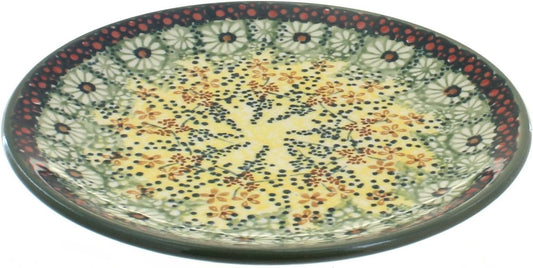 Blue Rose Polish Pottery - Yellow Sunshine Grotto Dessert Plate - 7" Diameter - Beautiful Plate for Cake, Appetizers, or Snacks