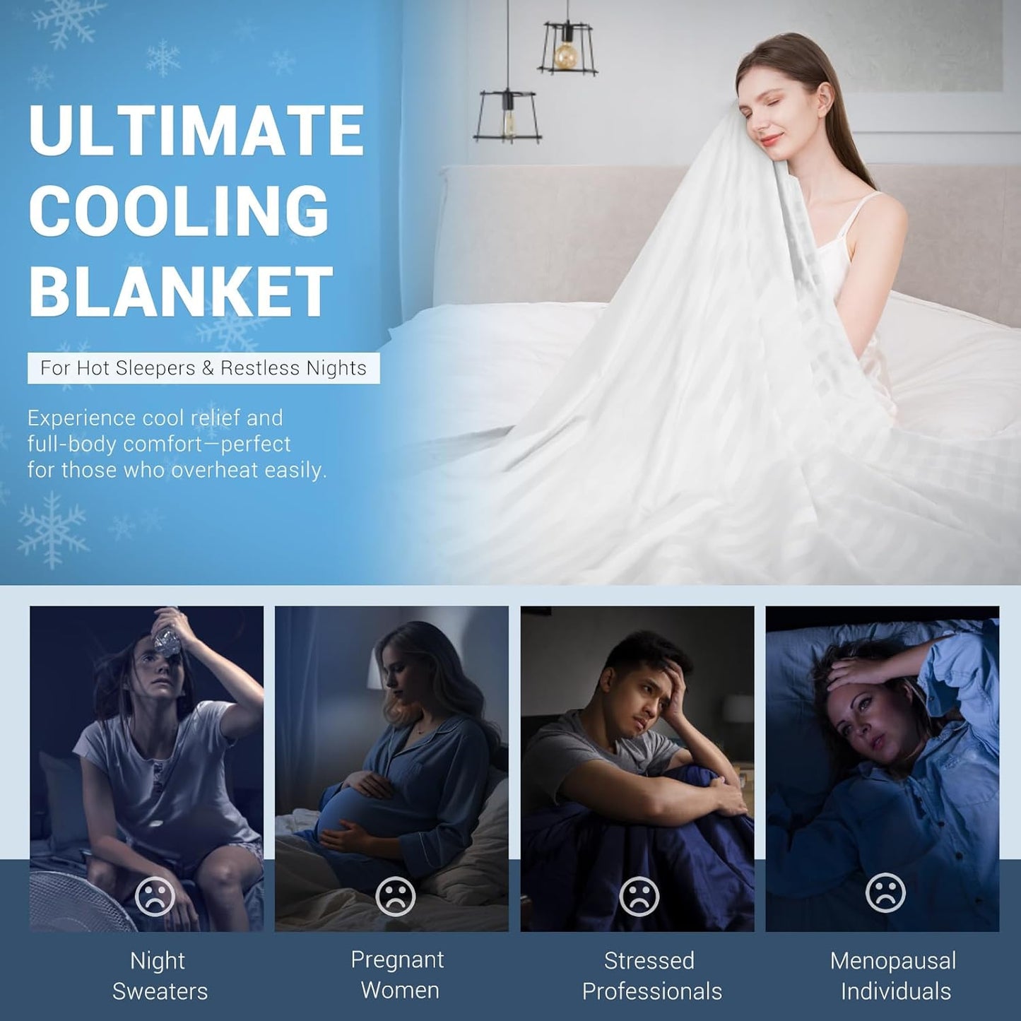 Elegear Revolutionary Cooling Blanket King, Absorbs Heat to Keep Body Cool for Night Sweats, Double Sided Arc-Chill3.0 Cool Fiber Q-Max>0.5, Lightweight Summer Cold Blankets Sleeping 90" x 108"