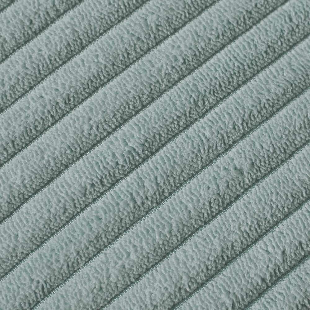 Fancy Homi Pack of 2 Farmhouse Lumbar Decorative Throw Pillow Covers with Pom-poms, Soft Corduroy Solid Rectangle Cushion Cases Set for Couch Sofa Bedroom Living Room (12x20 Inch/30x50 cm, Grey Blue)