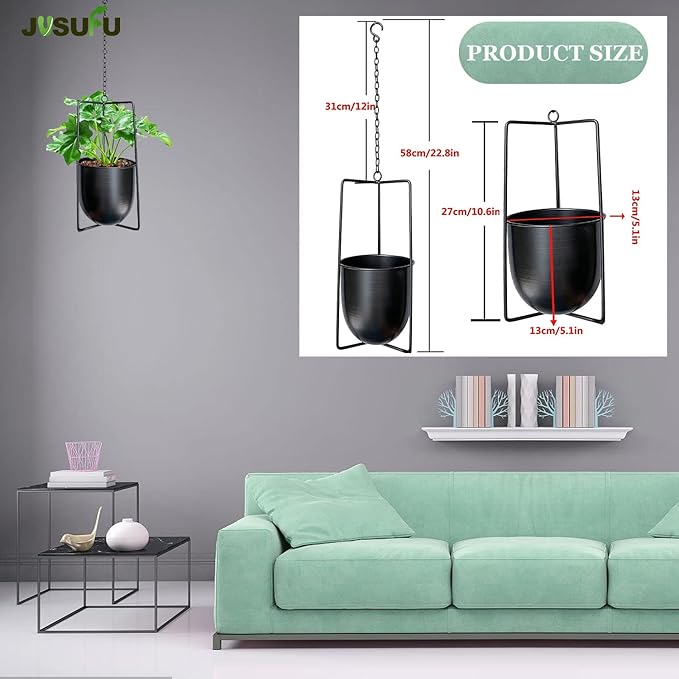 Metal Plant Hanger,Hanging Planters Indoor Hanging Flower Pots (Black)