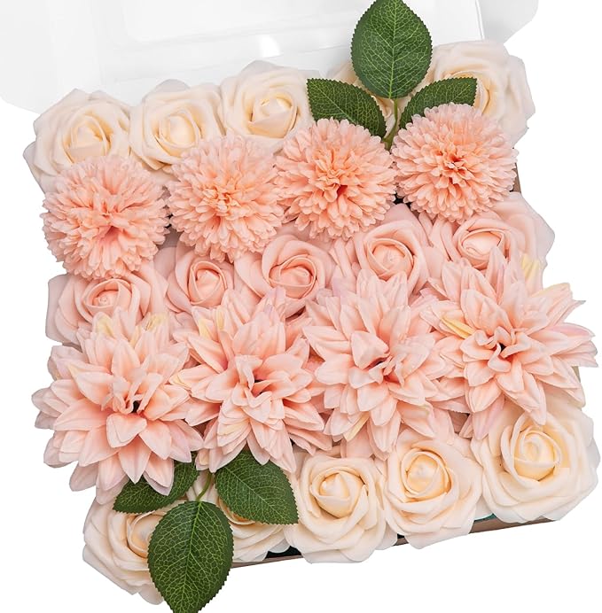 TINGE TIME Pink Artificial Flowers Combo Box Set, Fake Flower Leaf with Stems for DIY Spring Garland Wedding Bouquets Table Centerpieces Baby Shower Home Party Floral Arrangements Decorations