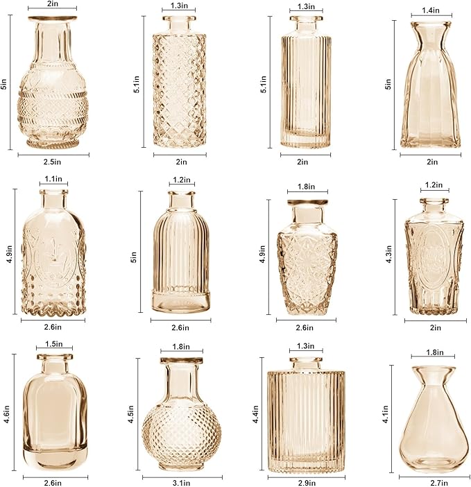 RUCKACE Bud Vases in Bulk 22 Gold Glass Small Vases Flower Vase for Centerpiece Table Wedding Decorations Home Decor Party