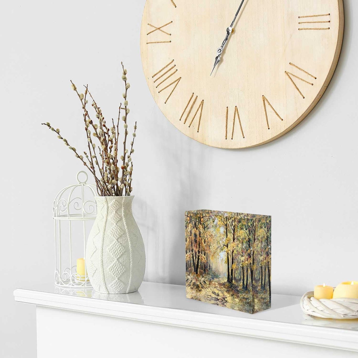 Desktop Decoration Abstract Drawing Landscape,Autumn Fallen Leaves Acrylic Decor Women Congratulations Presents Appreciation Presents for Coworkers Thank You Presents Housewarming Presents