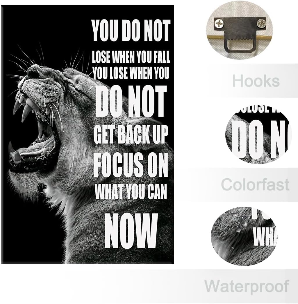 GoForArt Inspirational Canvas Wall Art, Motivational Animal Success Words Motto Office Bedroom Poster Print, Modern Lion Positive Dorm Room Wall Decor 18x24in