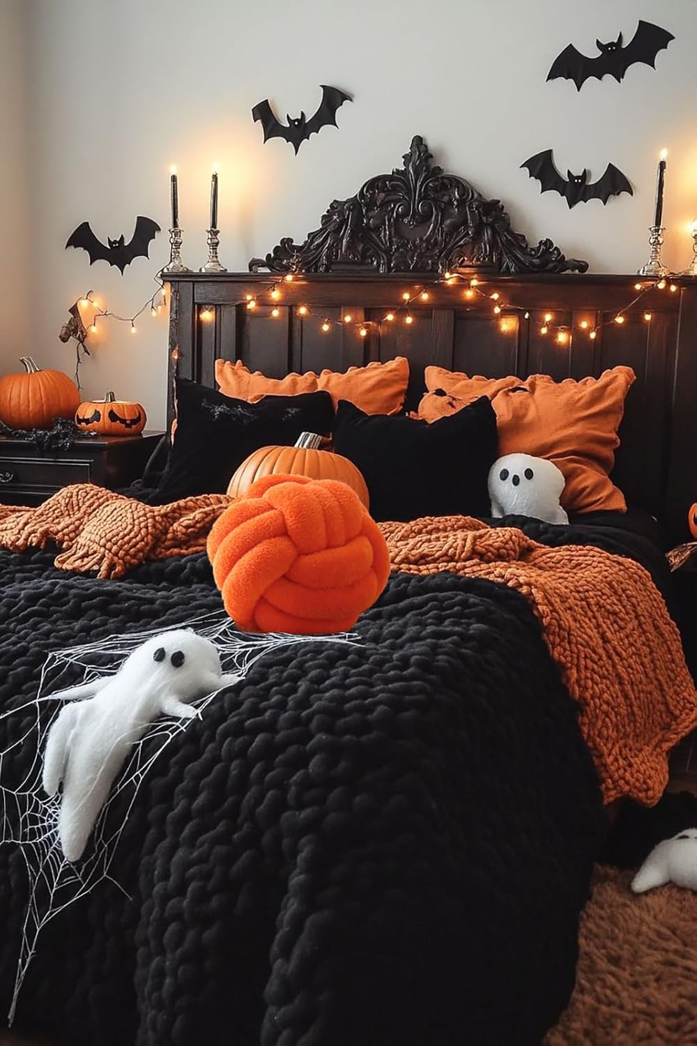 Knot Pillow Ball Plush - Decorative Throw Pillows for Bed Stress Relief, Round Knot Cushion for Sofa Decor Pet Toy, Orange 8 inch