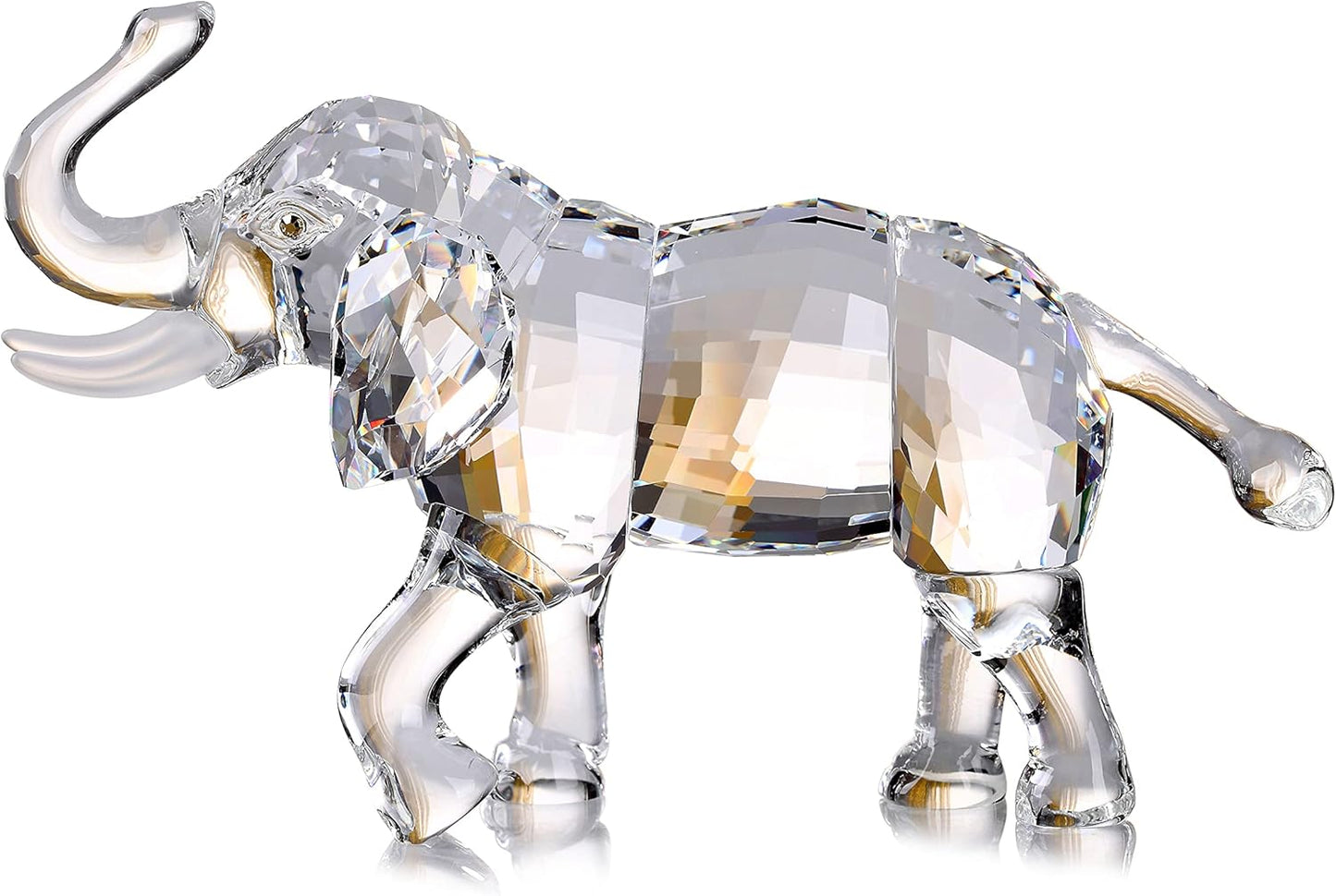Crystal Lucky Elephant Figurine Collection Ornament Statue Animal Collectible Home Decor (White)