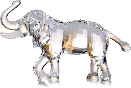 Crystal Lucky Elephant Figurine Collection Ornament Statue Animal Collectible Home Decor (White)