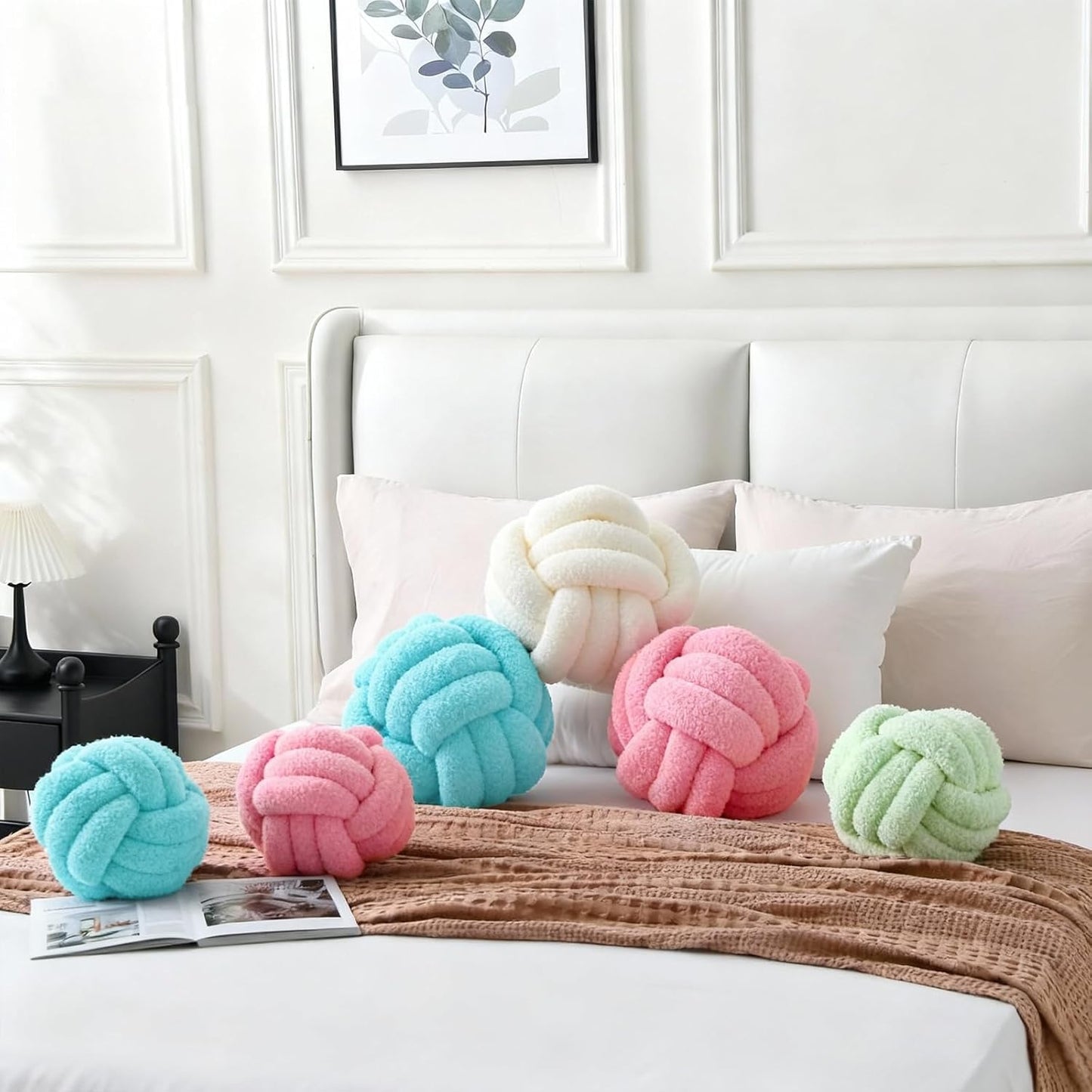 Knot Pillow Ball Plush - Decorative Throw Pillows for Bed Relieve Stress, Round Knot Cushion for Sofa Decor Pet Toy, Teal 12 inch