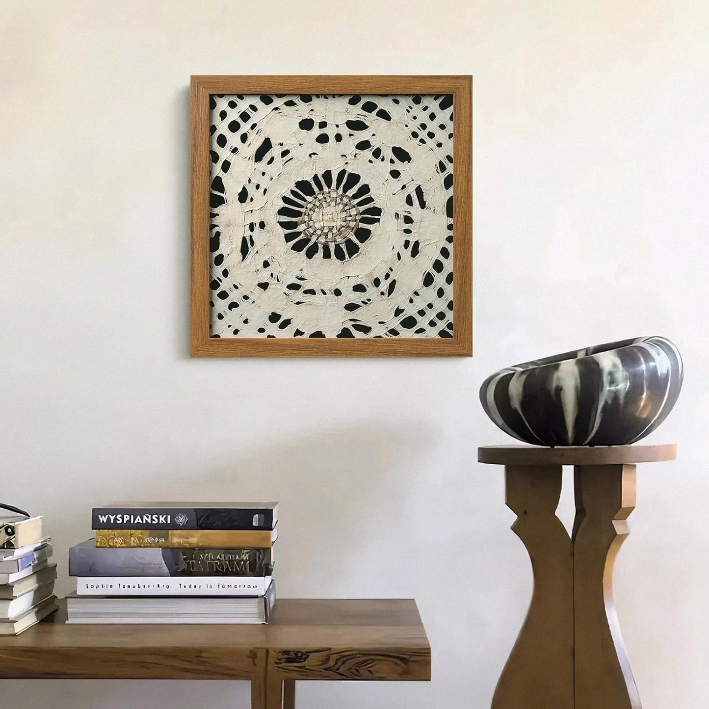 FOLKOR Abstract Framed Wall Decor for Entryway Staircase Art Gallery, 12" Handmade Paper Artwork Eclectic Home Accent, Geometric Floating Shadow Box Wall Plaque Gift for Birthday Thanksgiving