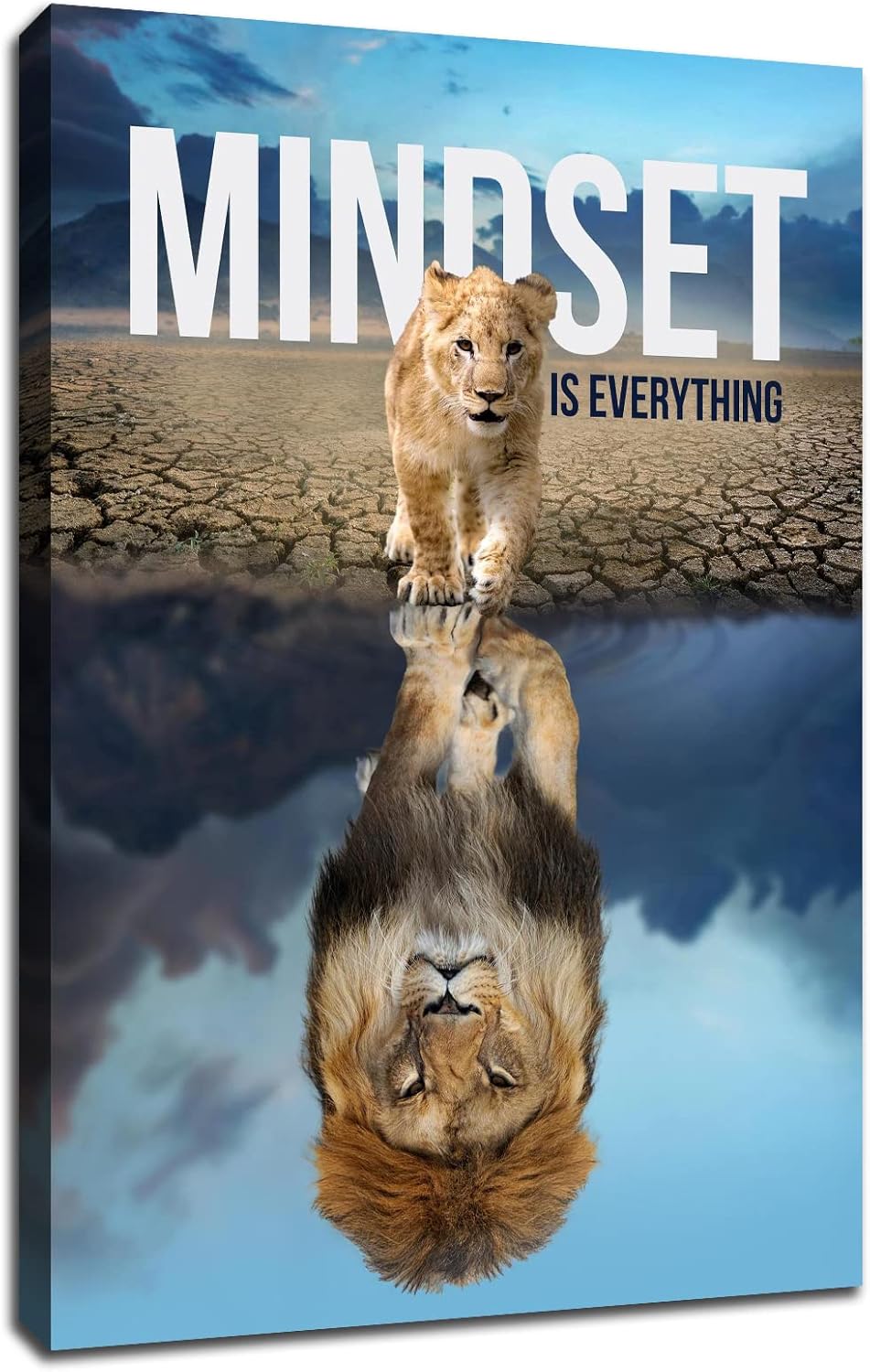 Mindset is Everything Wall Art Office Decor Motivational Wall Art Canvas Prints Entrepreneur Quotes Canvas Poster Use for Office Home Bedroom Livingroom Wall Decor Wooden Framed [12''W X 18''H]