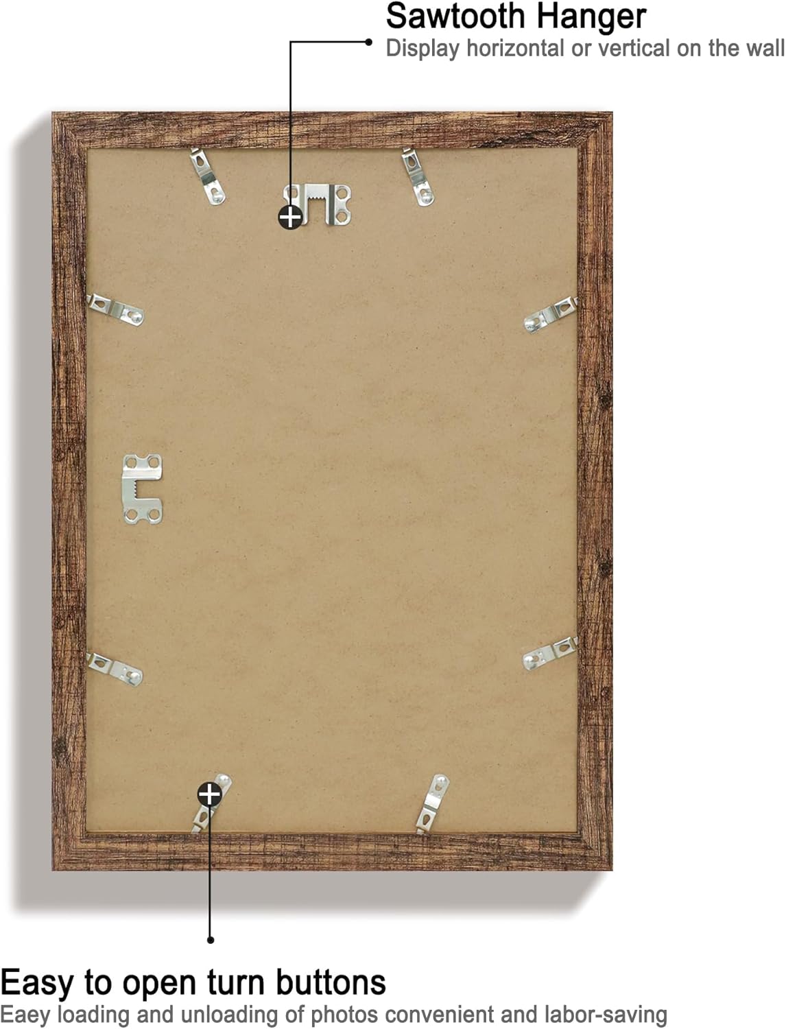 iRahmen 10x14 Picture Frame Set of 4 with Tempered Glass, Rustic Frame Display 8x12 Pictures with Mat or 10 x 14 Without Mat, Wooden Photo Frames for Wall Mounting