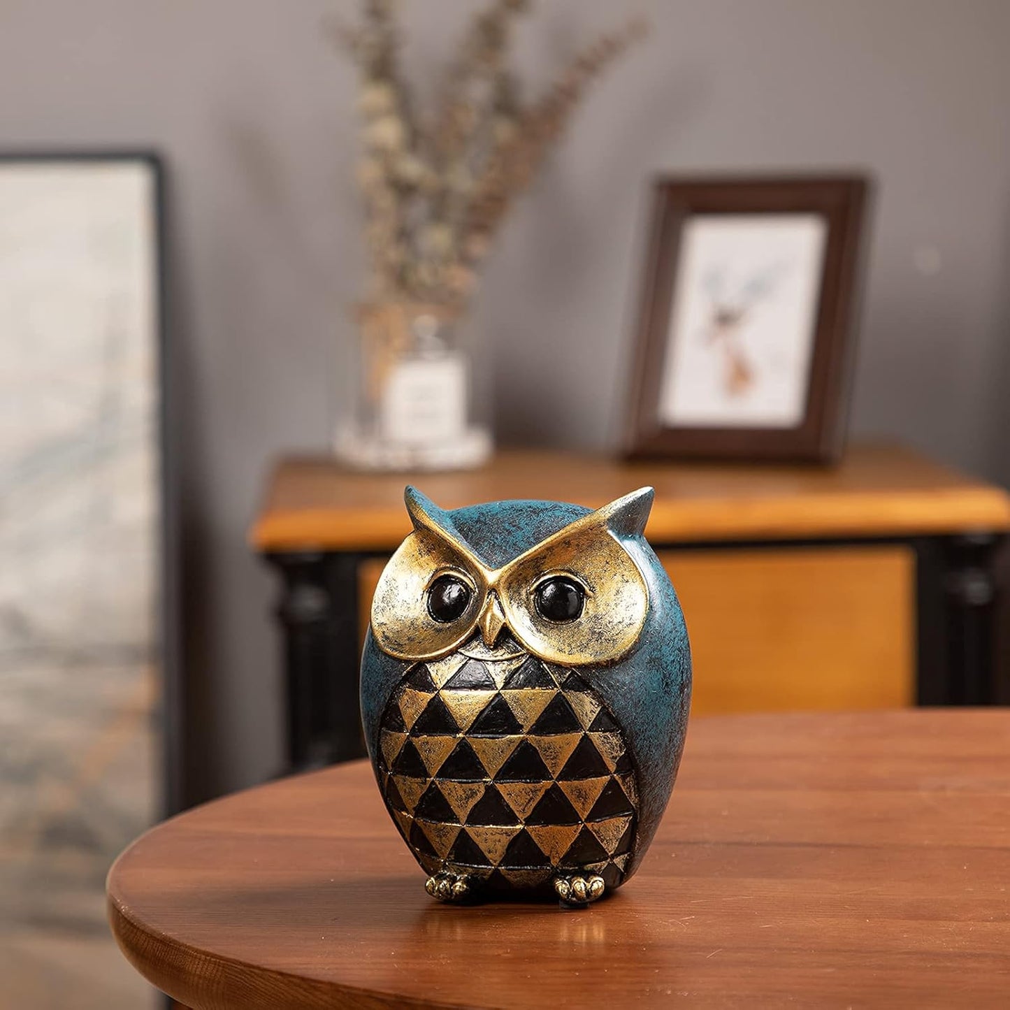 Leekung Owl Statue Home Decor - Owl Figurines for Bookshelf, Bedroom, Living Room, Office & TV Stand Decorations - Animal Sculptures Gift for Bird Lovers