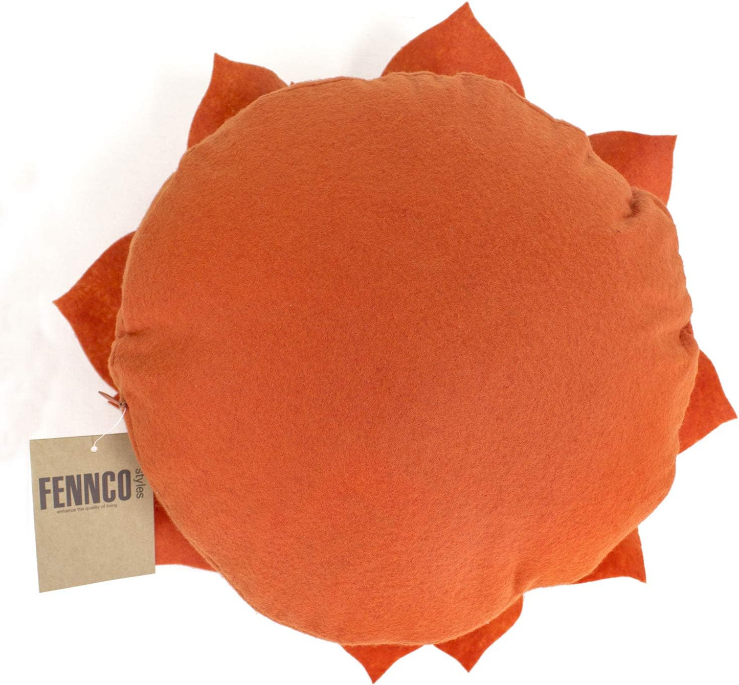 Fennco Styles Handmade 3D Heart-Shaped Petals Flower Decorative Throw Pillow Cover Only - 13" Round Terracotta Floral Pillow Case for Couch, Home Décor and Holiday, Housewarming Gift