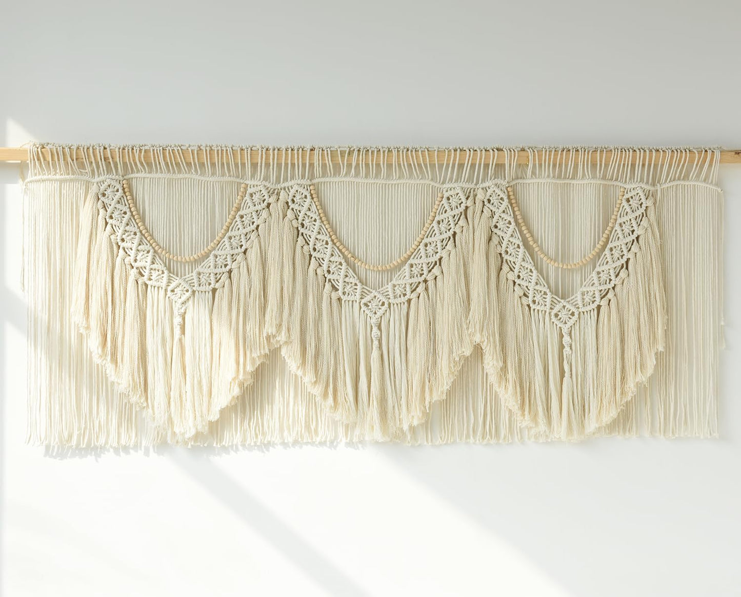 IOWER Macrame Wall Decor 75" W x 35" L Extra Large Macrame Wall Hanging Craftsmanship Boho Wall Decor
