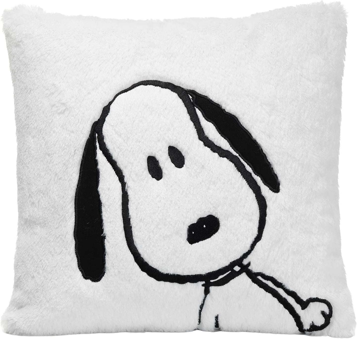 Lambs & Ivy Classic Snoopy White/Black Furry Decorative Nursery Throw Pillow