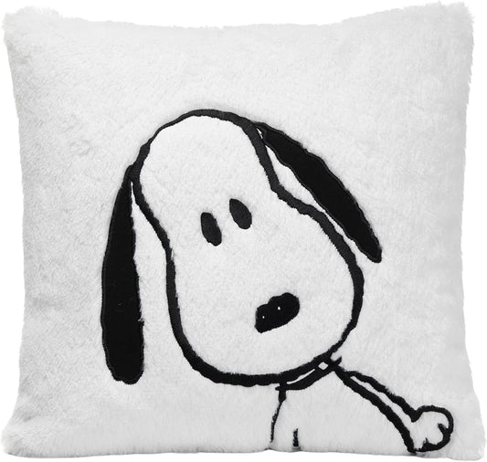 Lambs & Ivy Classic Snoopy White/Black Furry Decorative Nursery Throw Pillow