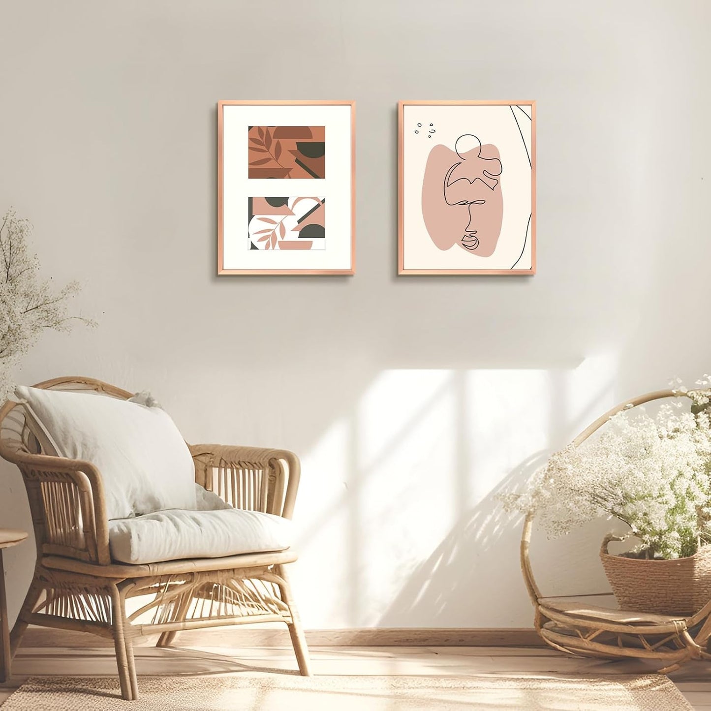 Frametory - 11x14 Aluminum Collage Picture Frame - Display 5x7 Pictures with 2 Openings Mat - Real Glass Front - Horizontal/Vertical Wall Mount - Rose Gold 1 Pack