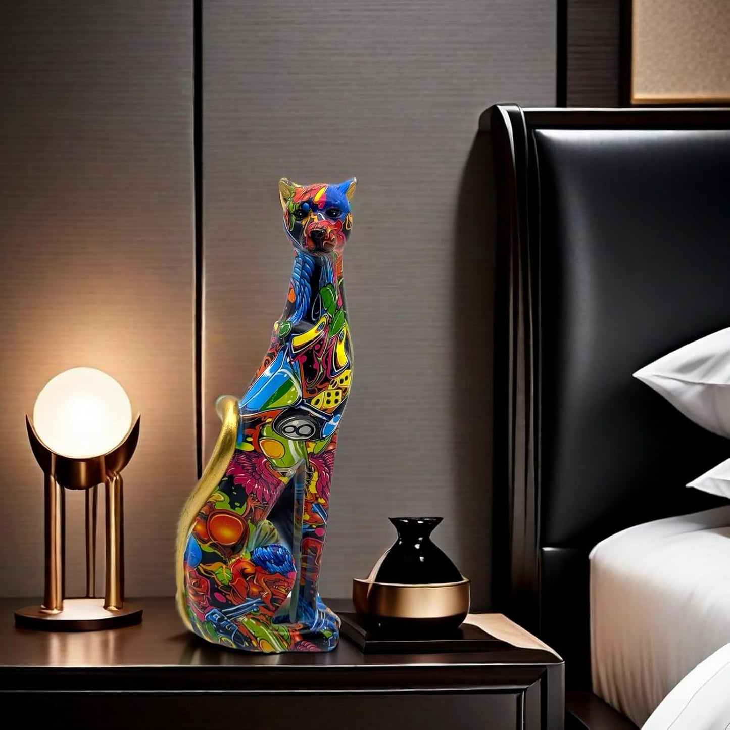 Colorful Leopard Statue Art Figurine Sculpture Collectible Gifts for Leopard Lover Office Home Decor Desk Accessories Decoration Garden Figurines Outdoor Decor (Color C)