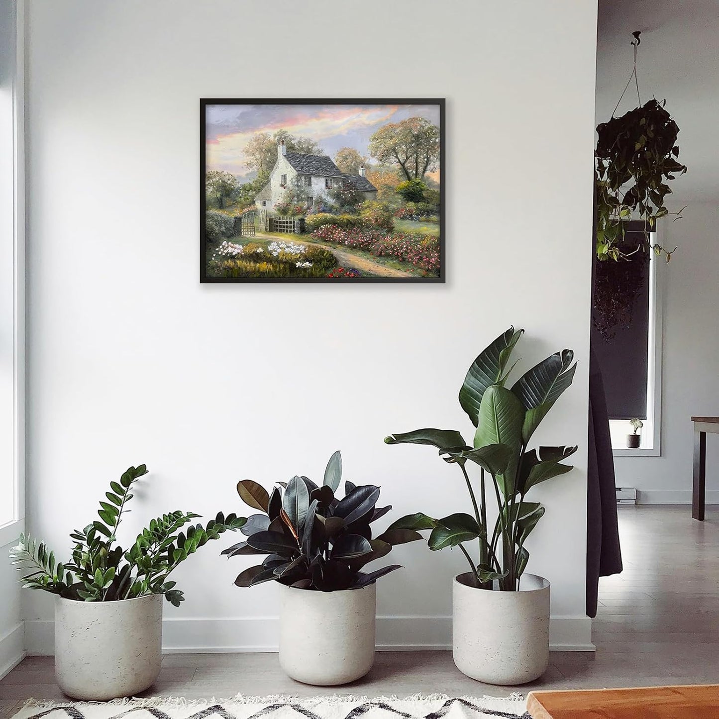 French Country Oil Painting Wall Art Farmhouse Cottage Garden Posters 24x36 inch Black Framed Classical Vintage Nature Landscape Prints for Living Room Bedroom Wall Decor