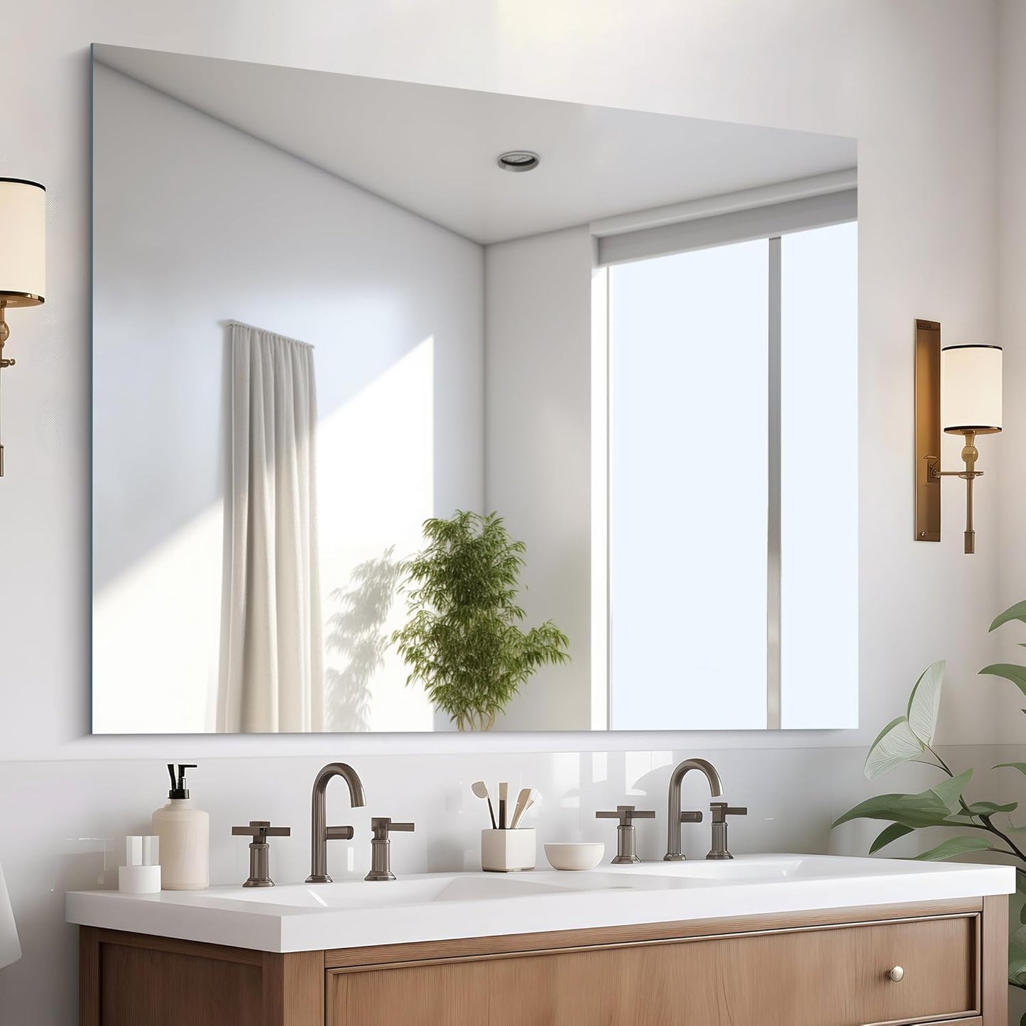 Frameless Mirror, 40x48 Inch Large Bathroom Mirrors for Wall Over Sink, Upgraded Shatterproof Vanity Mirror with Polished Edge for Bathroom,Bedroom,Living Room and Entryway