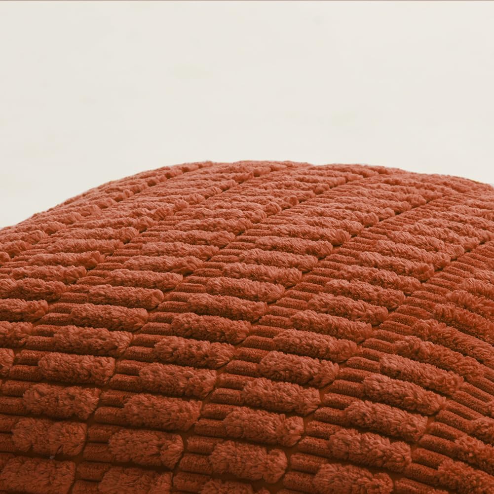 Fancy Homi 4 Packs Boho Burnt Orange Fall Decorative Throw Pillow Covers 26x26 Inch for Couch Bed Sofa, Rustic Modern Farmhouse Home Decor, Soft Plush Corduroy Cute Square Cushion Case 66x66 cm