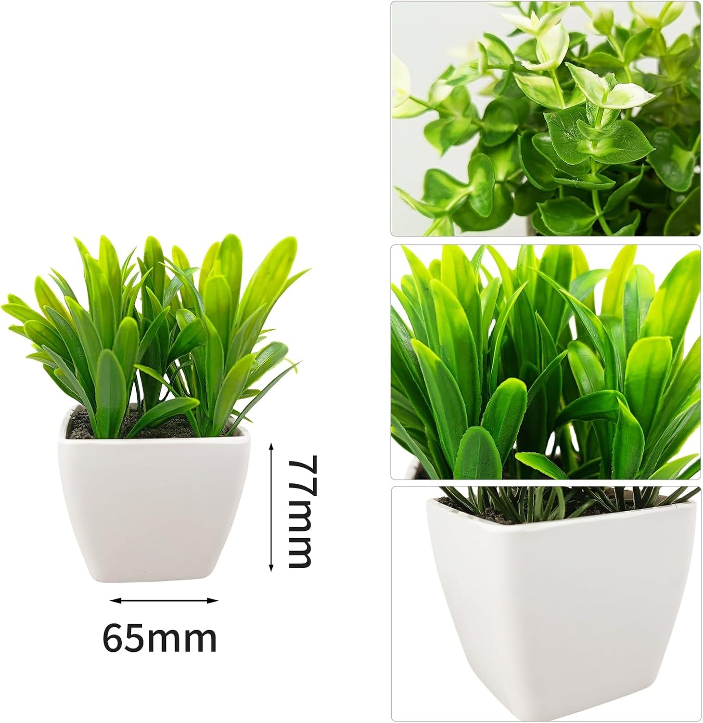 Cutepet 3 Pcs Small Fake Plants, Realistic Artificial Greenery Faux Plants Indoor/Outdoor for Home、 Office Desk & Bathroom Decorations,Adjustable Leaves, Maintenance-Free
