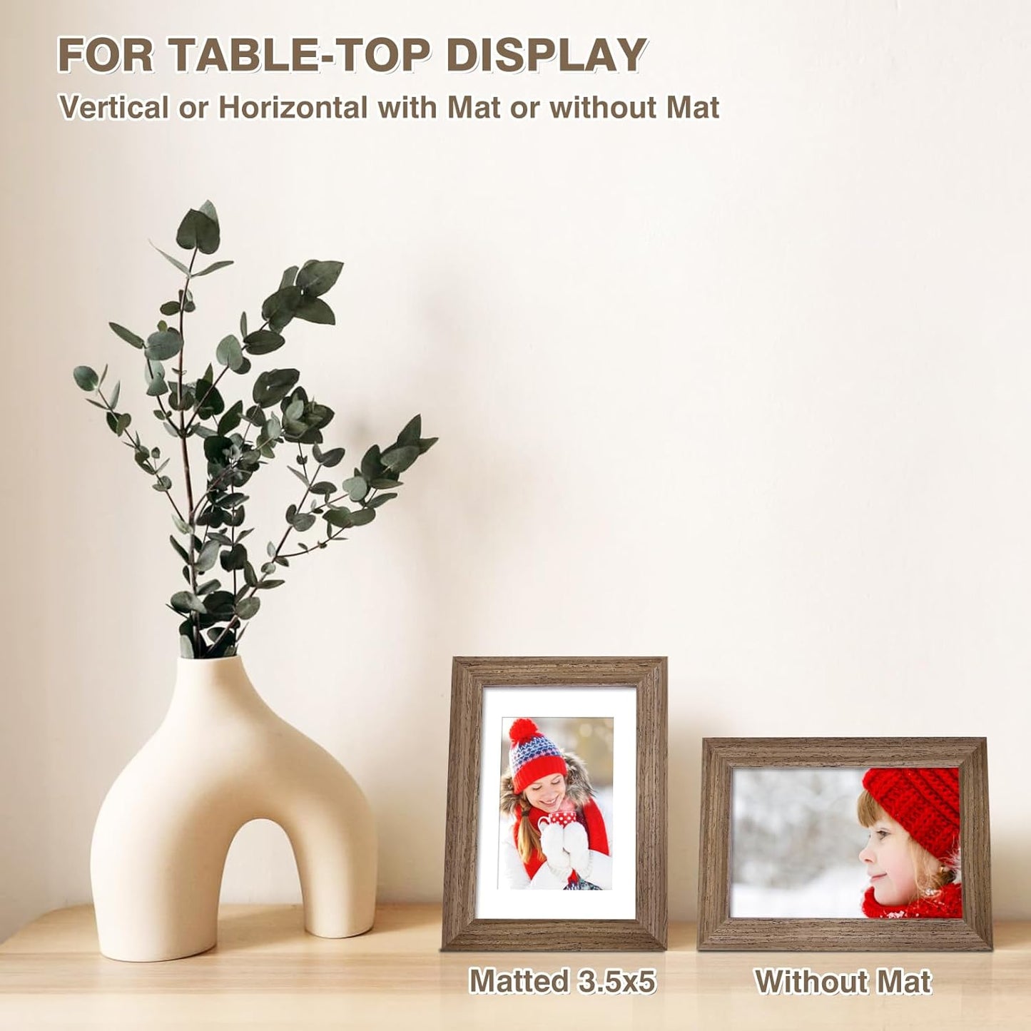 KINLINK 4x6 Frame Rustic Brown, Solid Wood 4 x 6 Picture Frame with Acrylic Plexiglass for 3.5x5 with Mat, Tabletop and Wall Display Photo Frames 4x6 Brown Wood, 4 Pack