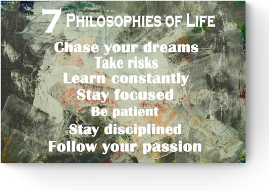 GoForArt Motivational Canvas Wall Art, Famous Quote 7 Philosophies Of Life Prints Wall Decor, Poster for Office Living Room, Bedroom Dining Room Artwork Home Decoration 12x18in