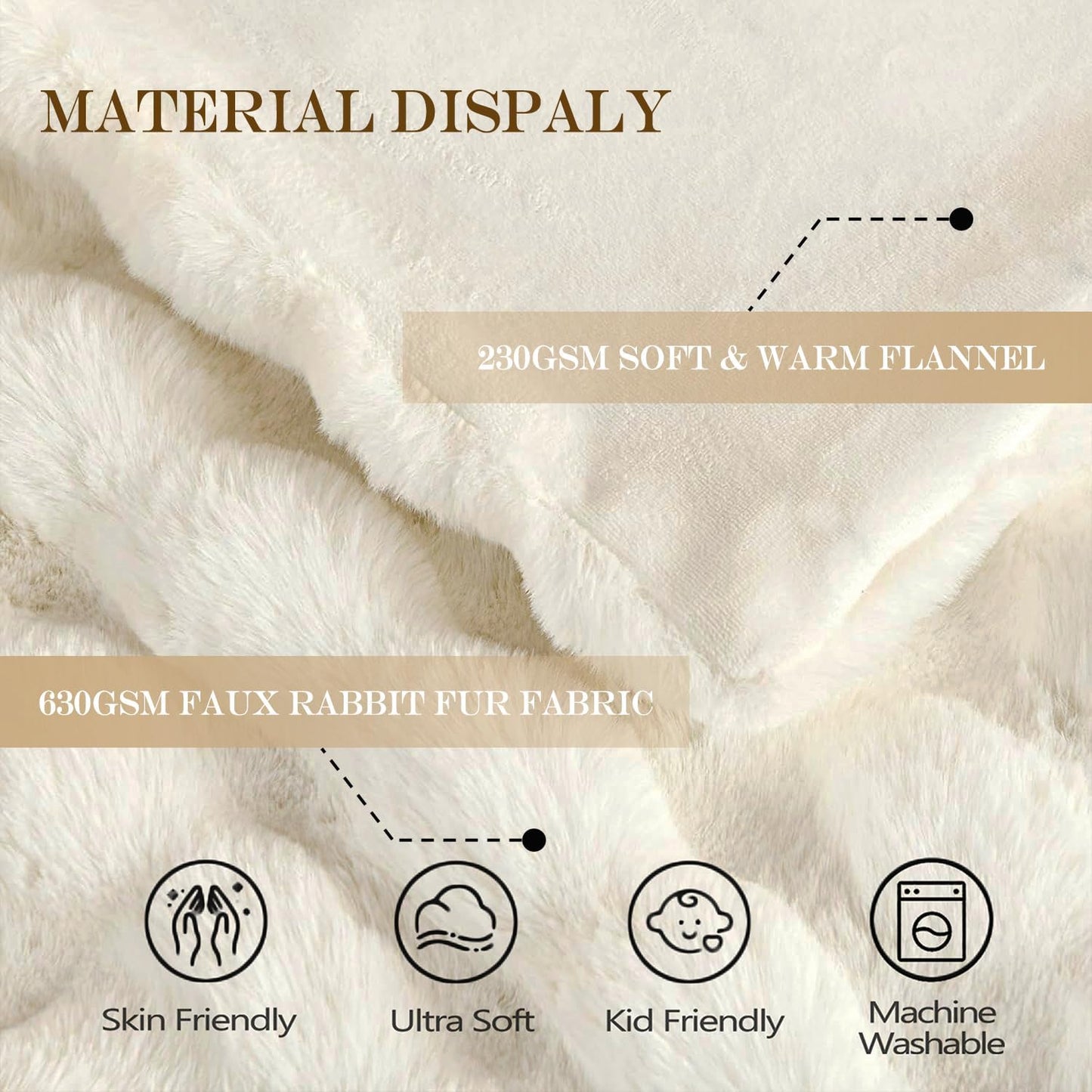 Latepis Luxury Queen Faux Fur Throw Blanket Fuzzy for Bed Soft Thick Blanket for Sofa Cute Plush Fuzzy Warm Blankets for All Seasons Ideal Gifts Furry Blankets Beige 90x90 Inch, 860gsm