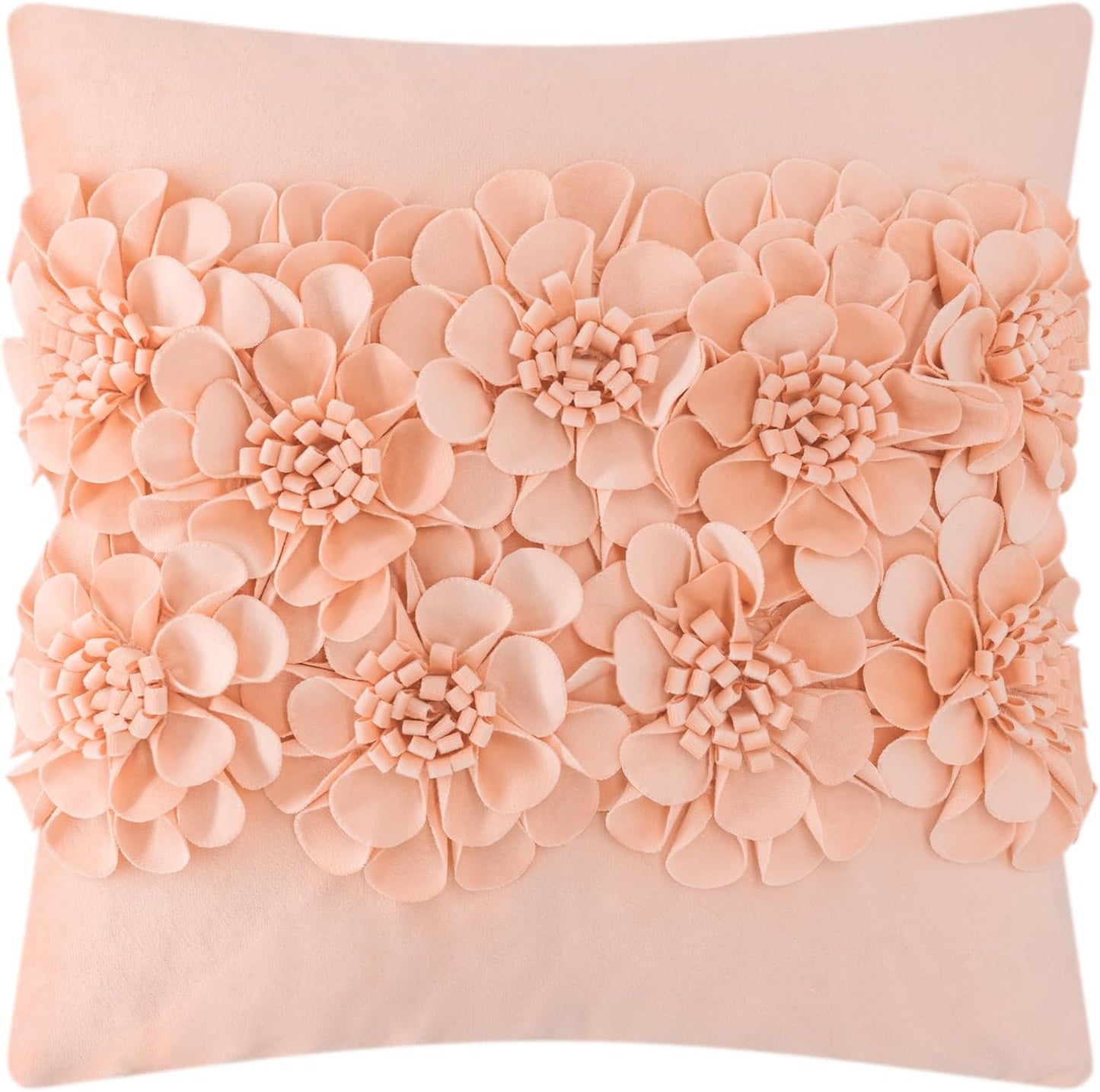 JWH Handmade 3D Flower Throw Pillow Covers Aesthetic Decorative Colorful Floral Accent Pillow Cases Stereo Pillowcase Cute Cushion for Car Bed Couch Bedroom Sofa 18x18 Inch Peach Pink