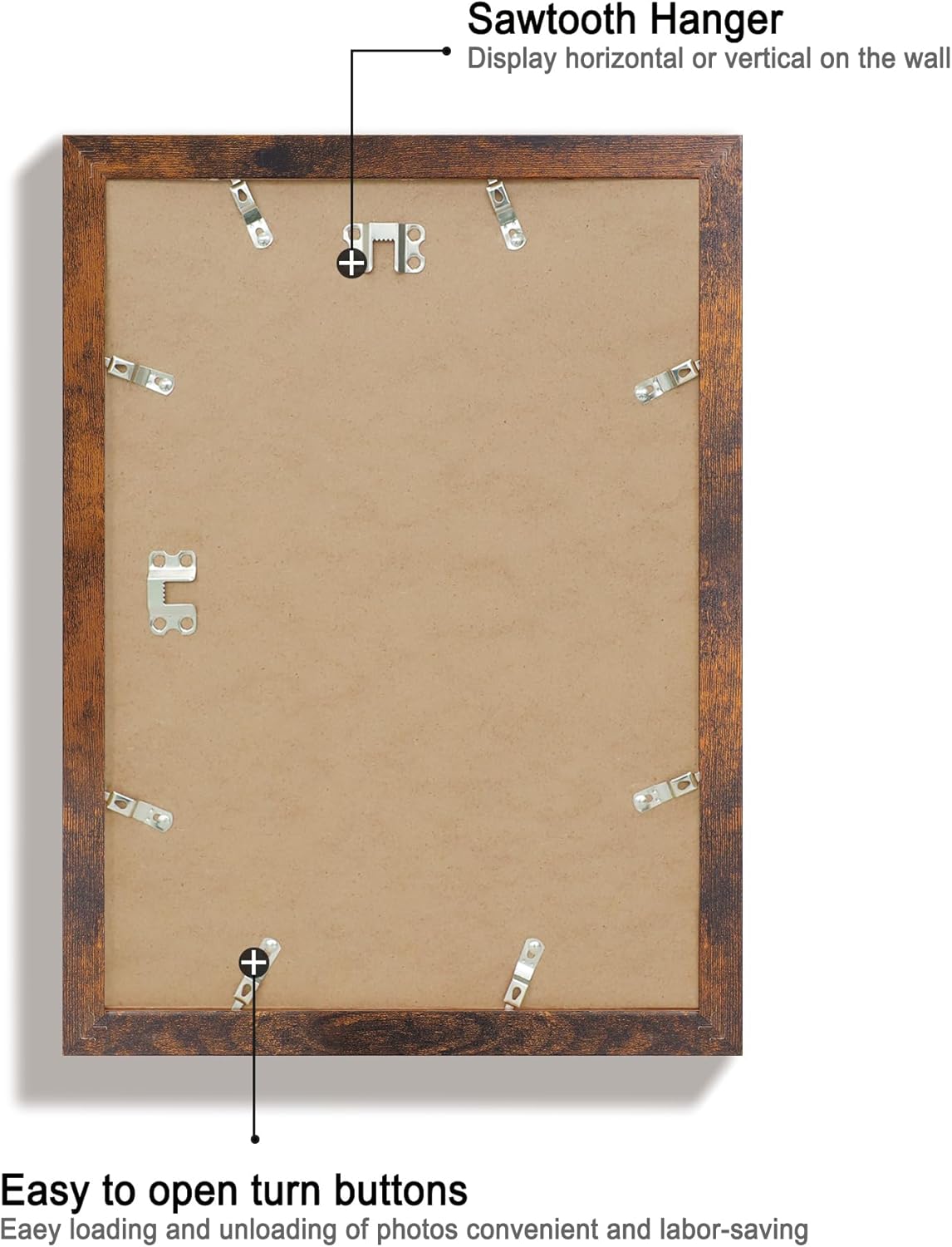 iRahmen 10x14 Picture Frame Set of 4 with Tempered Glass, Rustic Frame Display 8x12 Pictures with Mat or 10 x 14 Without Mat, Wooden Photo Frames for Wall Mounting