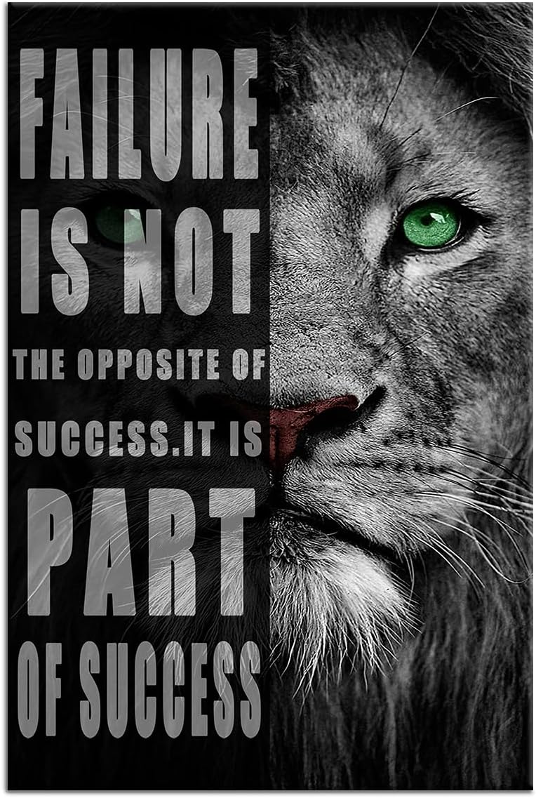Lion Wall Art Inspirational picture Entrepreneur Quotes Motivational Animal Painting Poster Print on Canvas Wall Artwork for Living Room Bedroom Office Framed Ready to Hang [12''W x 18''H]