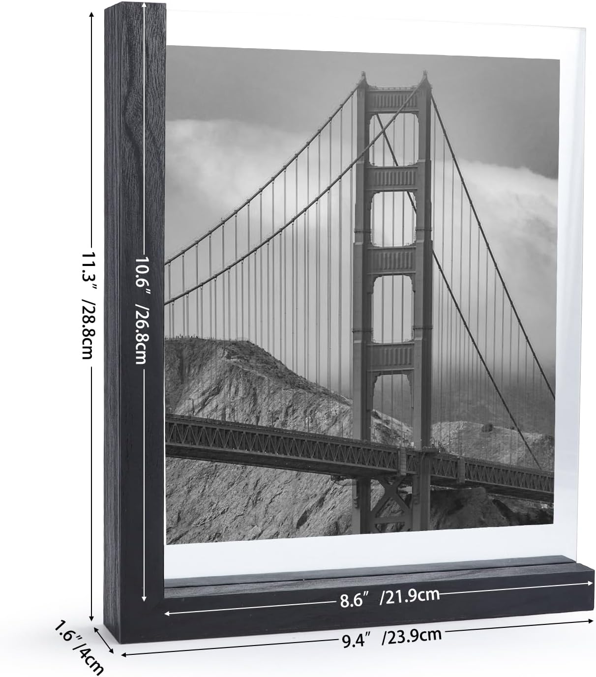 Lavezee 2 Pack 8x10 Picture Frames Made of Black Wooden L-shaped Base with Glass, Double Sided Display Photo Pictures 8 by 10 inch Vertical Horizontal for Tabletop Frame