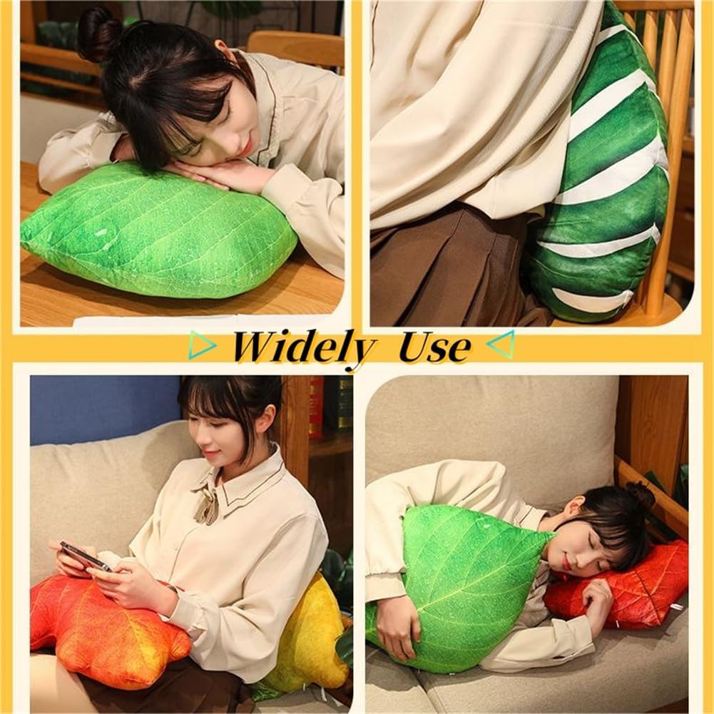 LYFJMUS Leaf Shaped 3D Throw Pillows Soft Plush Maple Leaves Pillow Decorative Pillow for Plant Lovers Aesthetic Cute Pillow for Bed Sofa Car Floor Couch Living Room Bedroom Decor (Monstera Leaf)
