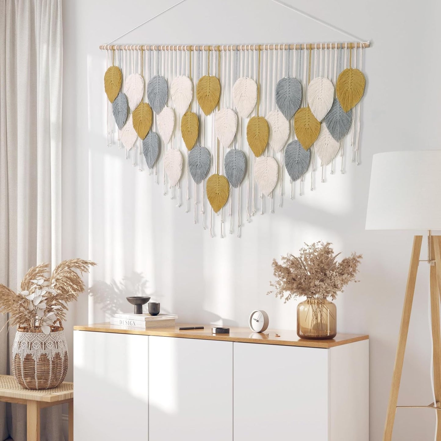 LOMOHOO Macrame Wall Hanging, Large Boho Home Decor,Bohemian Woven Decoration for Bedroom Living Room Apartment Dorm Gallery Perfect Handmade Gift Ideas (51.5" W x 33.5" L)