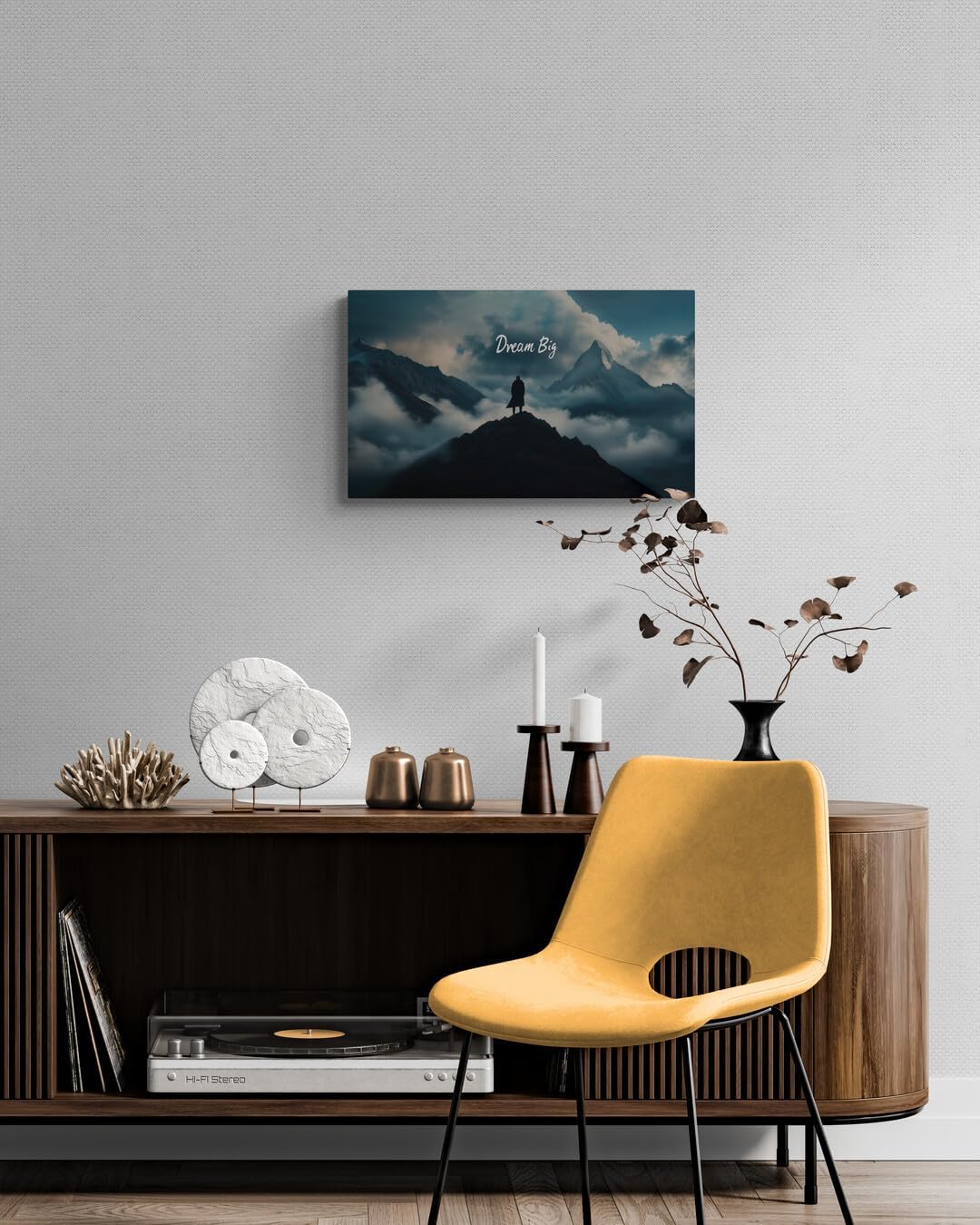 GoForArt Dream Big Motivational Canvas Wall Art, Inspirational Famous Quote Bedroom Living Room Decor, Positive Modern Landscape Mountain Office Dorm Room Poster Print (Dream Big01, 12''x20'')