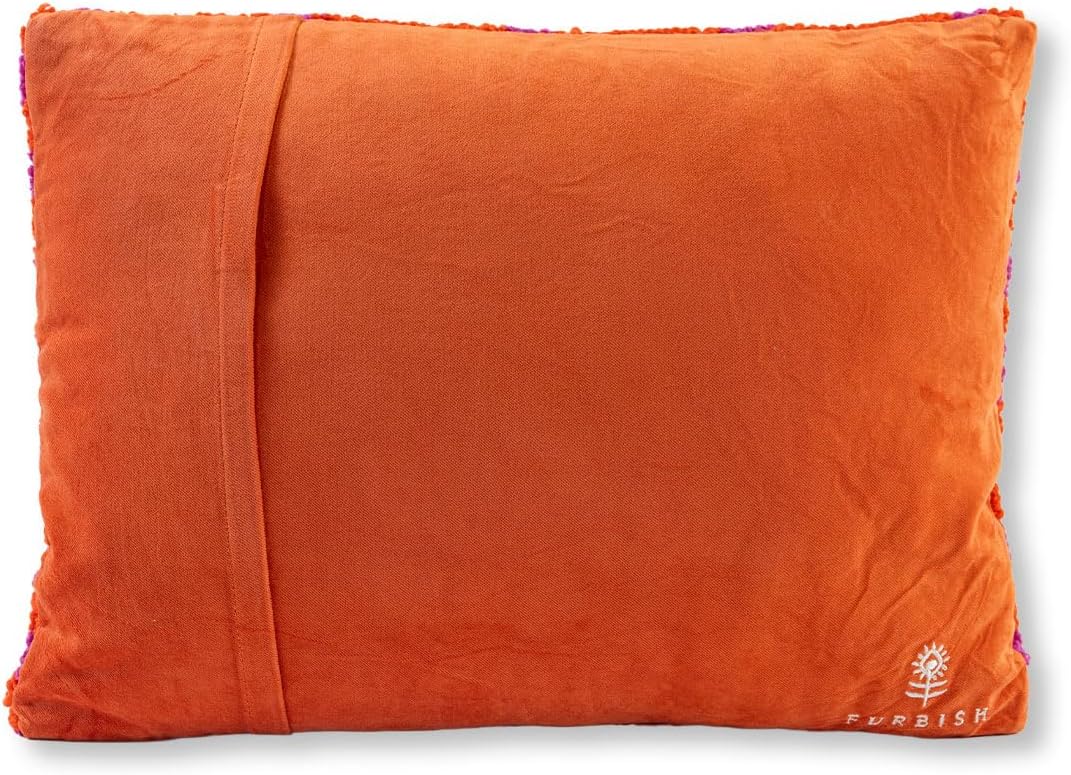 FURBISH Hook Decorative Throw Pillow - Fire - 12"x16" - Small Embroidered Designer Pillow for Living Room, Couch, Sofa, Chair & Bed - Eclectic Home Decor