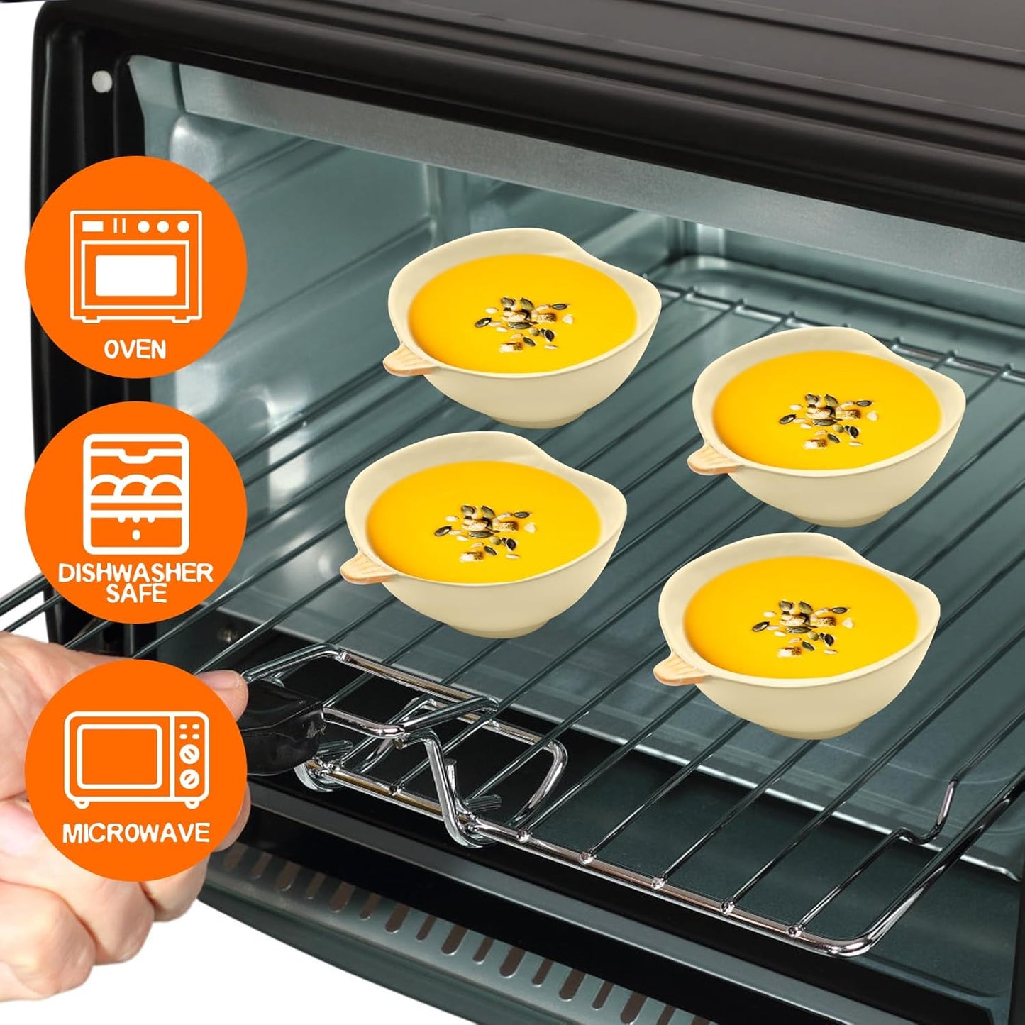 Kolewo4ever 12 Pieces Thanksgiving Bowls Ceramic Pumpkin Bowl 6 Ounces Ramekins Small Pumpkin Shaped Bowls Dinnerware Decoration for Fall Thanksgiving Serving Dip, Sauce, Condiments,Snack (Yellow)