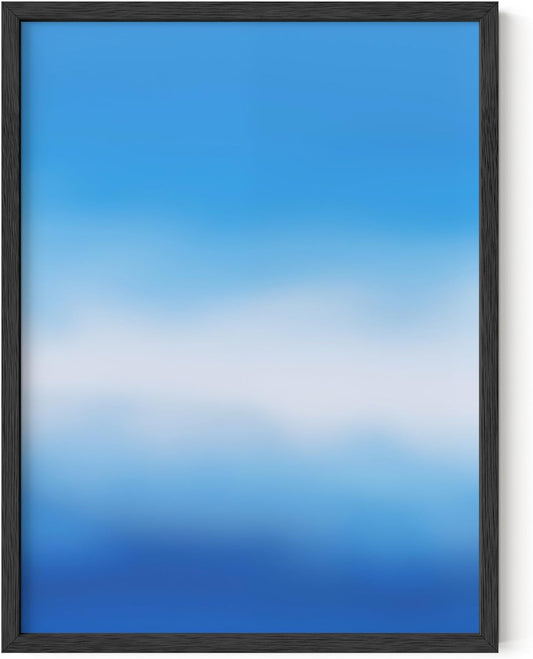 HAUS AND HUES Modern Abstract Wall Art - Blue and Green Living Room Art, Modern Artwork for Walls, Minimalist Picture for Living Room(Blue Tie-Dye, Black Frame, 12x16)