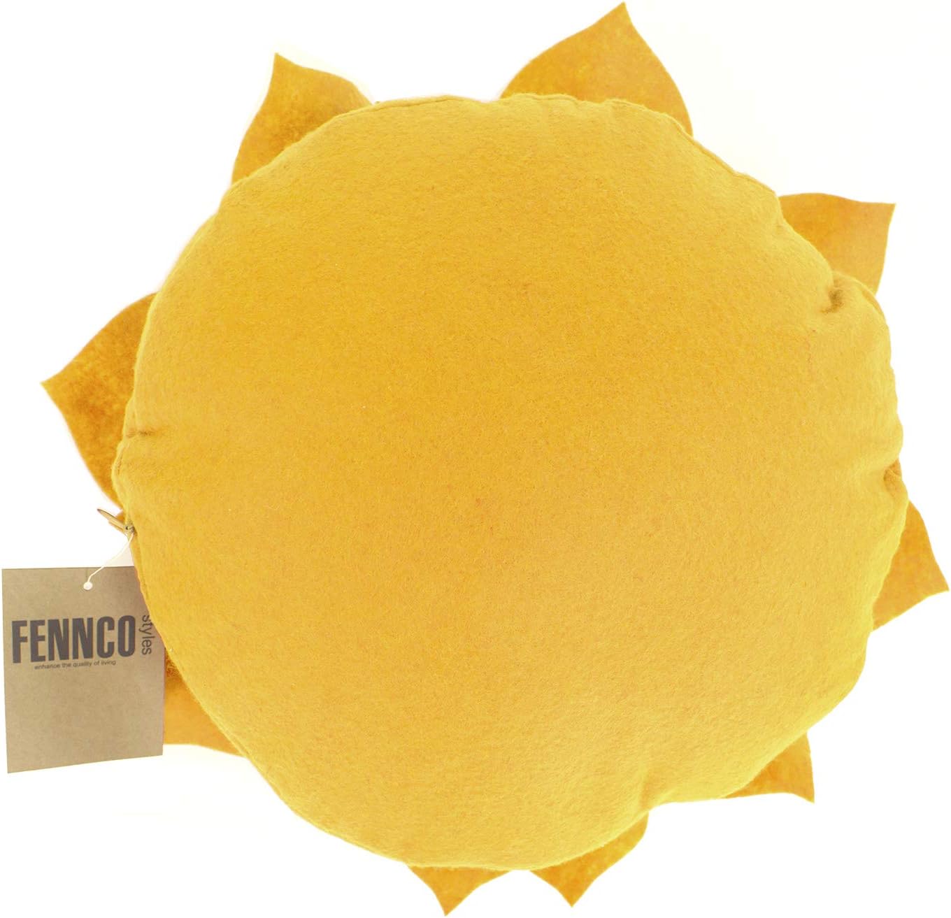 Fennco Styles Handmade 3D Heart-Shaped Petals Flower Decorative Throw Pillow Cover Only - 13" Round Gold Floral Pillow Case for Couch, Home Décor and Holiday, Housewarming Gift