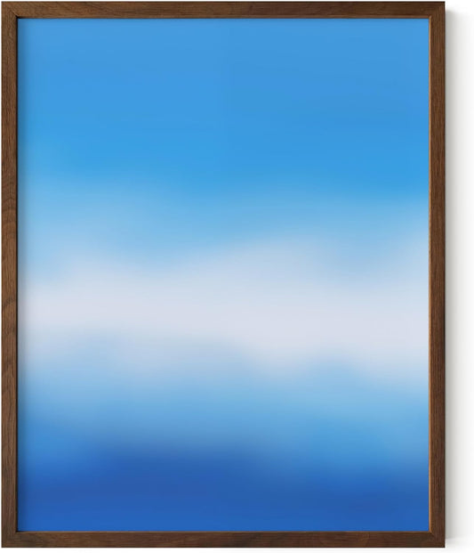 HAUS AND HUES Modern Abstract Wall Art - Blue and Green Living Room Art, Modern Artwork for Walls, Minimalist Picture for Living Room(Blue Tie-Dye, Walnut Frame, 8x10)