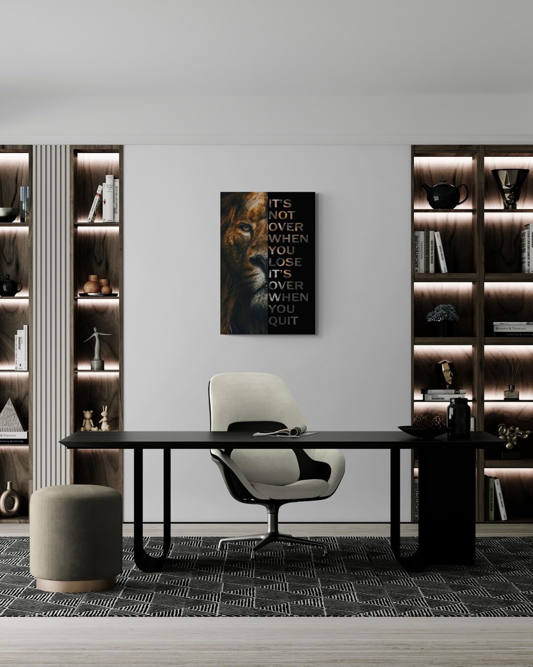 GoForArt Inspirational Canvas Wall Art, Motivational Animal Success Words Motto Office Bedroom Poster Print, Modern Lion Positive Dorm Room Wall Decor 18x24in