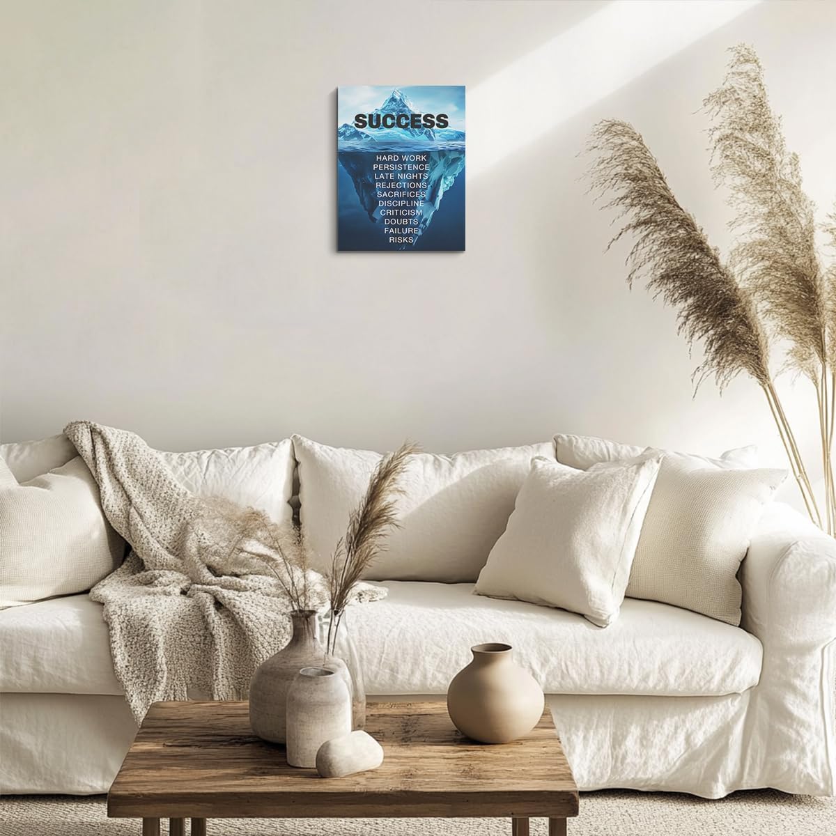 Inspirational Wall Art Success Motivational Poster Quotes Wall Decor for Living Room Bedroom Office Bathroom Canvas Print sign Framed Art Decoration Ready to Hang Positive Affirmations Wall Art